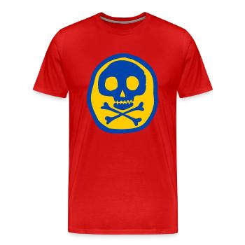 Crâne et os - T-shirt bio Premium Homme - rouge - Devant - Damien (186cm)