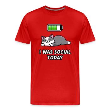 Recharge Mode: I Was Social Today - Men's Premium Organic T-Shirt - red - Front - Damien (186cm)