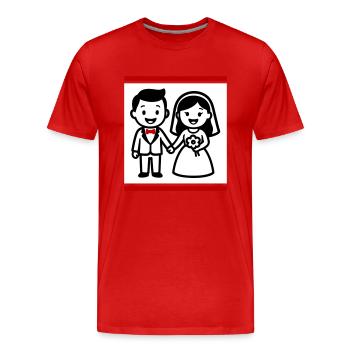 Ehepaar Hochzeit - Männer Premium Bio T-Shirt - Rot - Vorne - Damien (186cm)