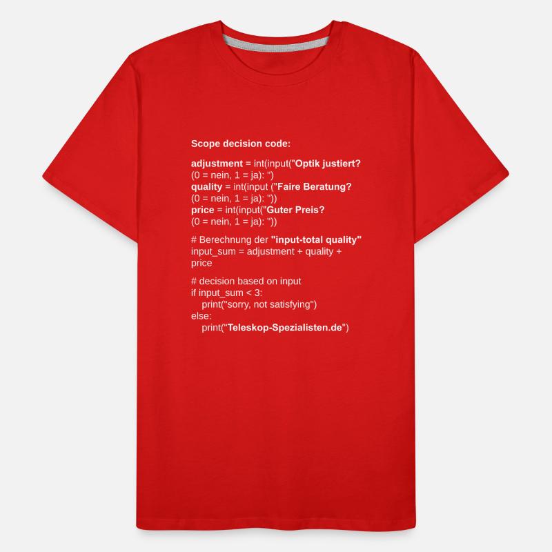 Astronomy Scope Decision Code Telescope Men's Premium Organic T-Shirt