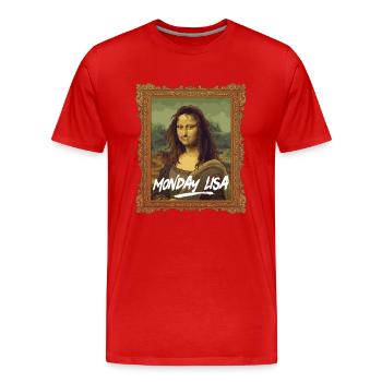 Monday Lisa Mona Lisa zerzaust Humor Kunst Montag - T-shirt bio Premium Homme - rouge - Devant - Damien (186cm)