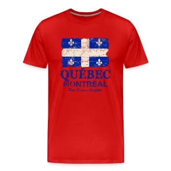 Québec Flag - Canada - Vintage Look - T-shirt bio Premium Homme - rouge - Devant - Damien (186cm)