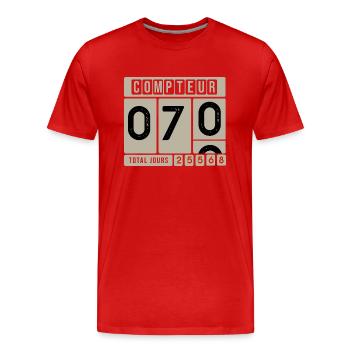 anniversaire 70 AU COMPTEUR cadeau humour 70 ans - T-shirt bio Premium Homme - rouge - Devant - Damien (186cm)