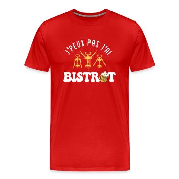 je peux pas j ai bistrot bar barman - T-shirt bio Premium Homme - rouge - Devant - Damien (186cm)