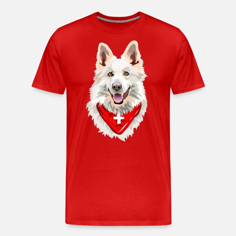 Schweizer Weißer Schäferhund - Männer Premium Bio T-Shirt - Rot