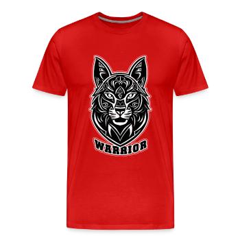 Chat chien guerrier - T-shirt bio Premium Homme - rouge - Devant - Damien (186cm)