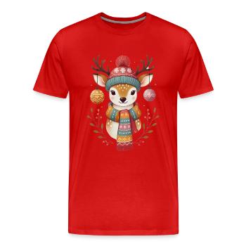 Cerf festif avec ornements Écharpe - T-shirt bio Premium Homme - rouge - Devant - Damien (186cm)