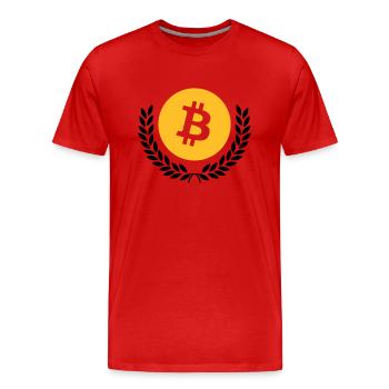 bitcoin - Männer Premium Bio T-Shirt - Rot - Vorne - Damien (186cm)