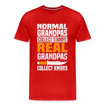 Collect knives - Men's Premium Organic T-Shirt - red - Front - Damien (186cm)