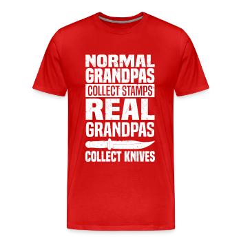 Cadeaux d’amateur de couteaux | Couteau Couteau Collector - T-shirt bio Premium Homme - rouge - Devant - Damien (186cm)
