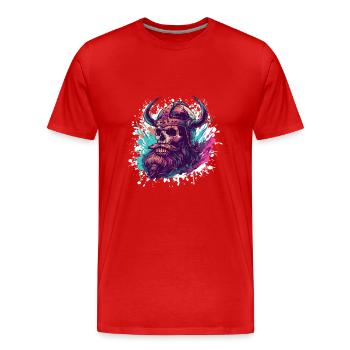 Wikinger Totenkopf Odin - Männer Premium Bio T-Shirt - Rot - Vorne - Damien (186cm)
