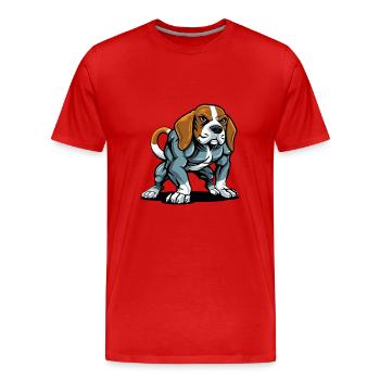 Beagle Dog Muscles Bodybuilding - Men's Premium Organic T-Shirt - red - Front - Damien (186cm)