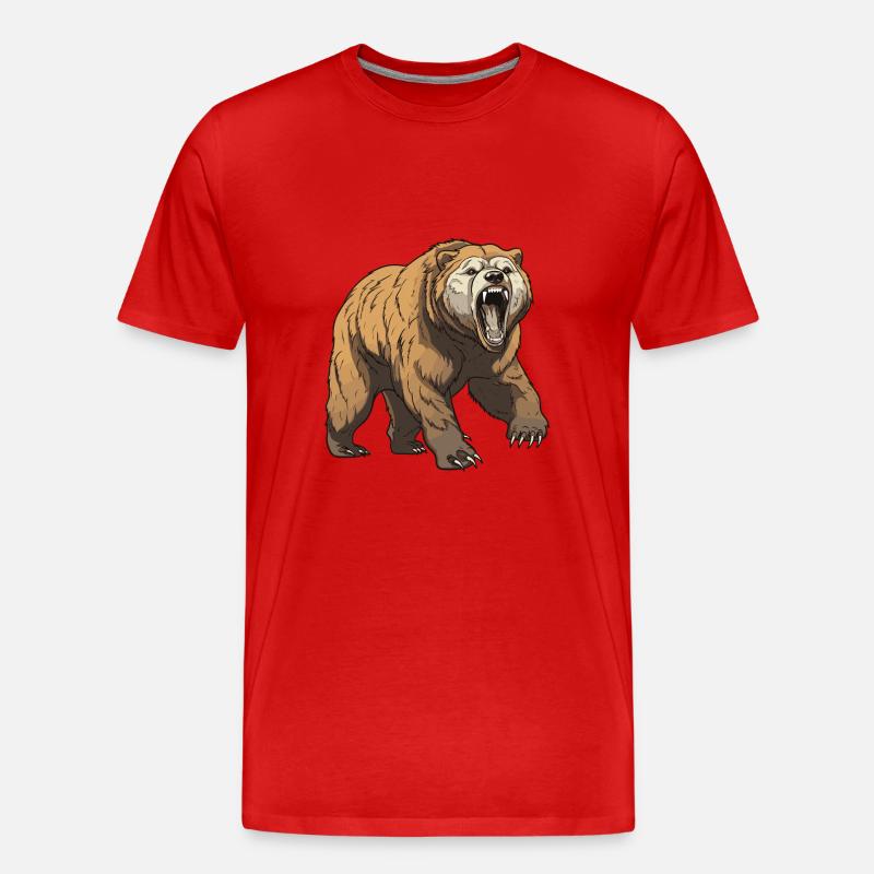 Bär Tier - Männer Premium Bio T-Shirt - Rot