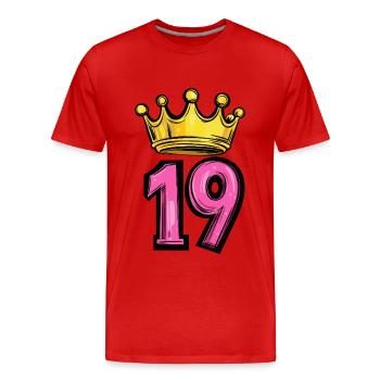 19 Couronne de chiffres - T-shirt bio Premium Homme - rouge - Devant - Damien (186cm)