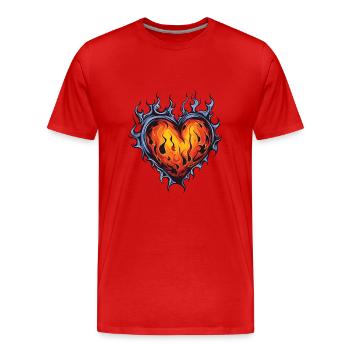 Herz Flamme - Männer Premium Bio T-Shirt - Rot - Vorne - Damien (186cm)