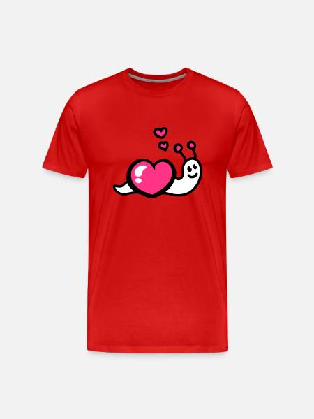 Herz Schnecke 3 - Männer Premium Bio T-Shirt - Rot