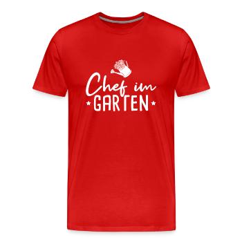 Chef im Garten Gärtner Geschenkidee - Männer Premium Bio T-Shirt - Rot - Vorne - Damien (186cm)