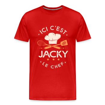 Jacky Chef Ici c est jacky le chef cuisinier - T-shirt bio Premium Homme - rouge - Devant - Damien (186cm)