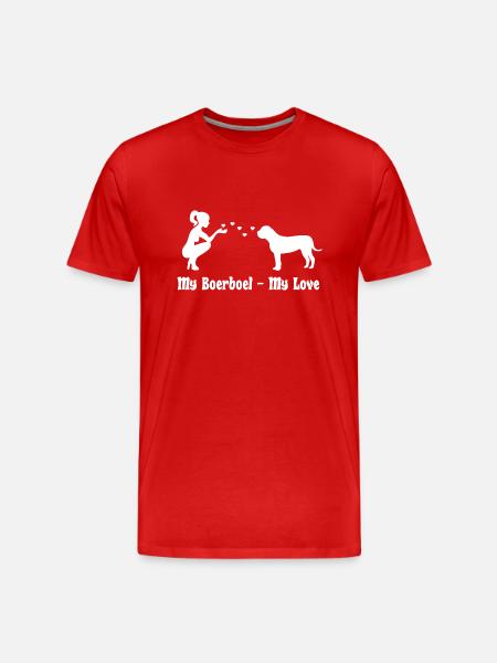 Boerboel mit Frau - Männer Premium Bio T-Shirt - Rot