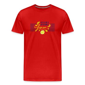 La vie est comme un blau au citron doux-amer - T-shirt bio Premium Homme - rouge - Devant - Damien (186cm)