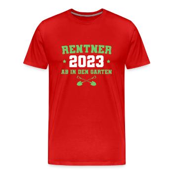 Rentner 2023 Gärtner in Rente Geschenk - Männer Premium Bio T-Shirt - Rot - Vorne - Damien (186cm)