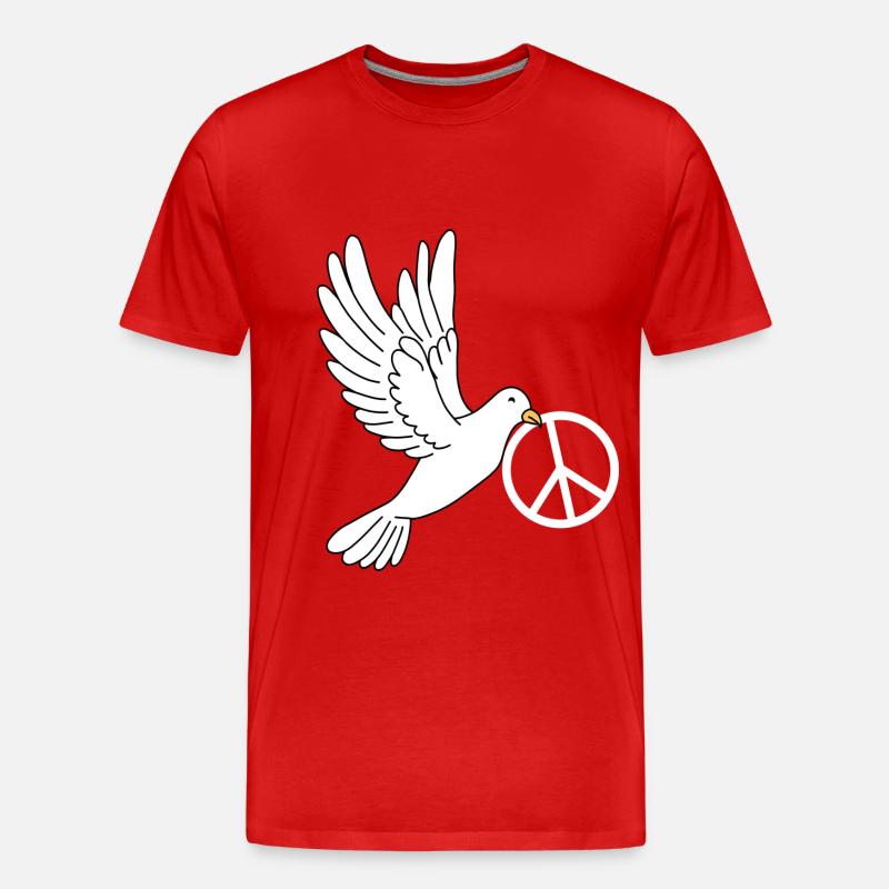 Friedenstaube mit Peacezeichen - Männer Premium Bio T-Shirt - Rot