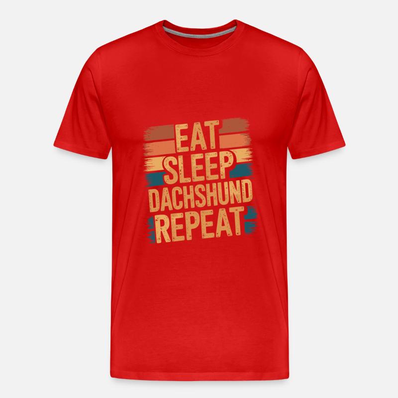 Manger. Dormir. Teckel. Répéter. - T-shirt bio Premium Homme - rouge