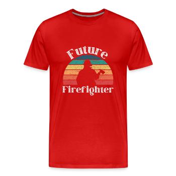 Future firefighter vintage with white texture text - Men's Premium Organic T-Shirt - red - Front - Damien (186cm)