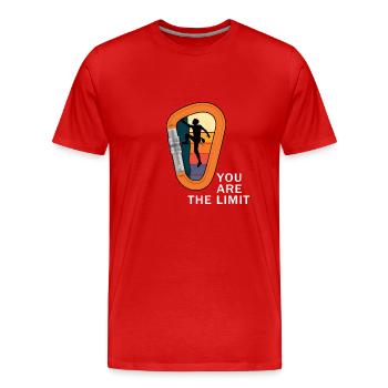 Alpiniste mousqueton d’escalade corde alpine - T-shirt bio Premium Homme - rouge - Devant - Damien (186cm)