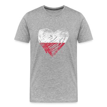 Poland heart used look - Men's Premium Organic T-Shirt - heather grey - Front - Damien (186cm)