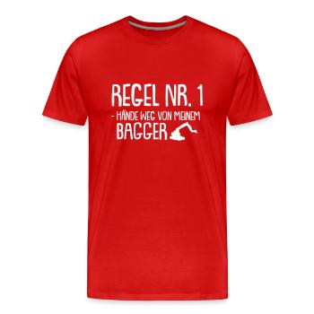 regel nr 1 hände weg von meinem bagger - Männer Premium Bio T-Shirt - Rot - Vorne - Damien (186cm)