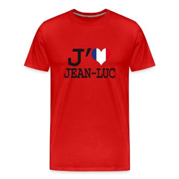 Ich liebe jean-luc - Männer Premium Bio T-Shirt - Rot - Vorne - Damien (186cm)