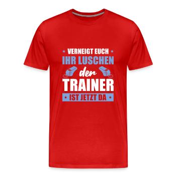 Verneigt euch Der Trainer ist da Fußballtrainer - Männer Premium Bio T-Shirt - Rot - Vorne - Damien (186cm)