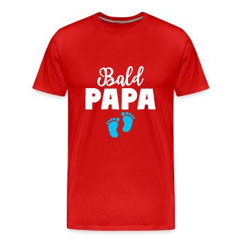 Bald Papa Sohn Baby Vater - Männer Premium Bio T-Shirt - Rot - Vorne - Damien (186cm)