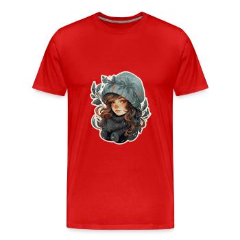 Fille d’hiver - T-shirt bio Premium Homme - rouge - Devant - Damien (186cm)