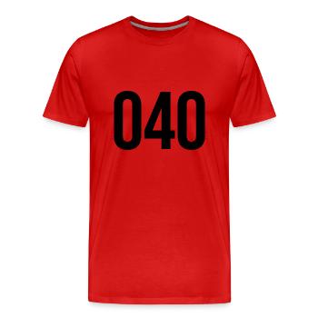 040 Hamburg Vorwahl - Männer Premium Bio T-Shirt - Rot - Vorne - Damien (186cm)