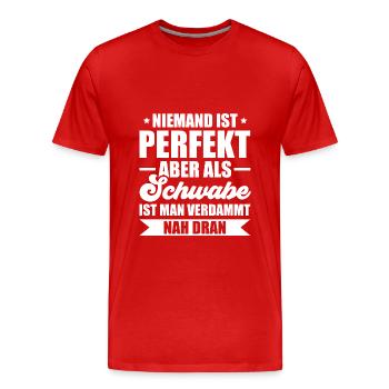 Schwabenland Schwäbischer Dialekt Schwabe - Männer Premium Bio T-Shirt - Rot - Vorne - Damien (186cm)