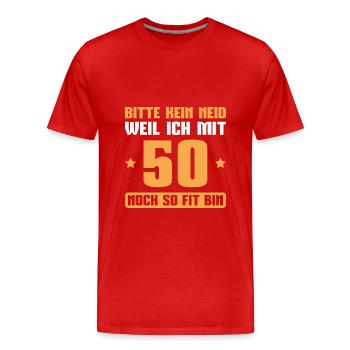 50 Jahre Papa 50. Geburtstag Geschenkidee - Männer Premium Bio T-Shirt - Rot - Vorne - Damien (186cm)