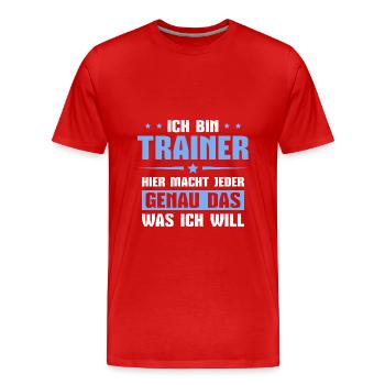 Fitnesstrainer Co Trainer Geschenk - Männer Premium Bio T-Shirt - Rot - Vorne - Damien (186cm)