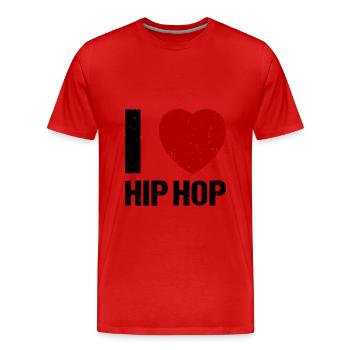 J’adore la musique Hip Hop - T-shirt bio Premium Homme - rouge - Devant - Damien (186cm)