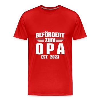 Befördert zum Opa 2023 Schwangerschaft verkünden - Männer Premium Bio T-Shirt - Rot - Vorne - Damien (186cm)