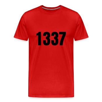 1337 - Männer Premium Bio T-Shirt - Rot - Vorne - Damien (186cm)