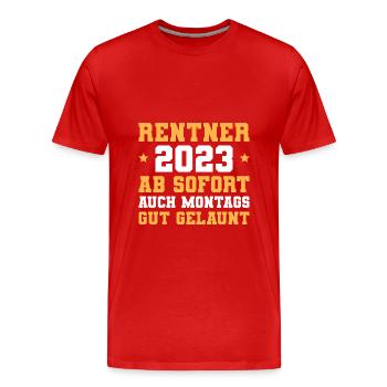 Rente 2023 Ruhestand Arbeitskollege Rentner - Männer Premium Bio T-Shirt - Rot - Vorne - Damien (186cm)