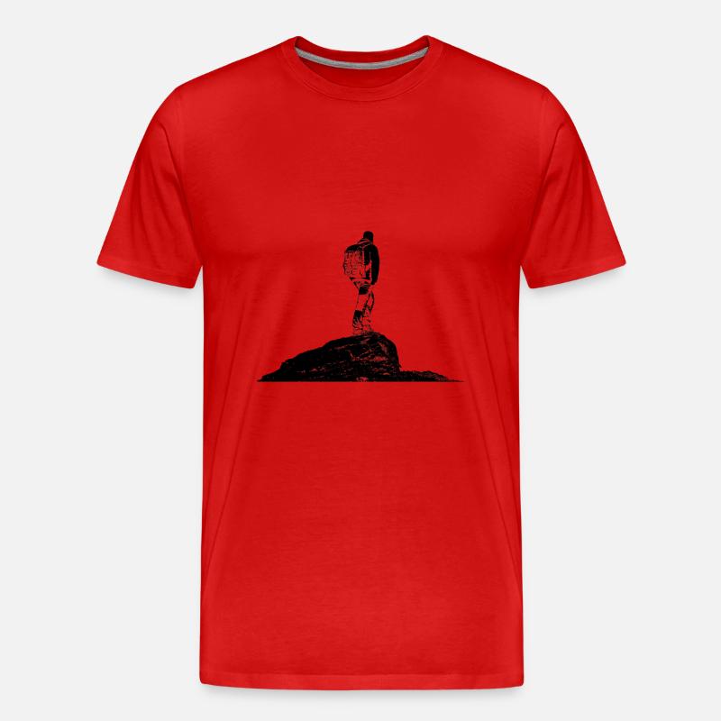 Wanderer auf einem Berg - Männer Premium Bio T-Shirt - Rot