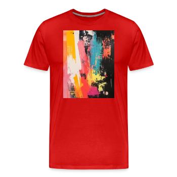 Abstrakte Farbspritzer und Pinselstriche - Männer Premium Bio T-Shirt - Rot - Vorne - Damien (186cm)