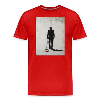 Junggesellenabschied Ehemann Ehering Kette Banksy - Männer Premium Bio T-Shirt - Rot - Vorne - Damien (186cm)