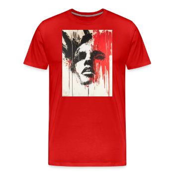 Abstraktes Gesicht Stencil Graffiti Schwarz Rot - Männer Premium Bio T-Shirt - Rot - Vorne - Damien (186cm)