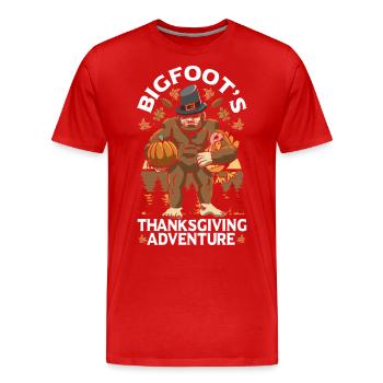 Pèlerins de Thanksgiving Bigfoot - T-shirt bio Premium Homme - rouge - Devant - Damien (186cm)