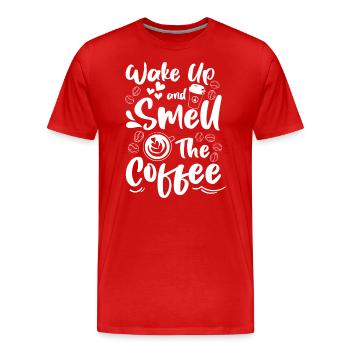 Coffee Bean Energy Fatigue Breakfast - Men's Premium Organic T-Shirt - red - Front - Damien (186cm)