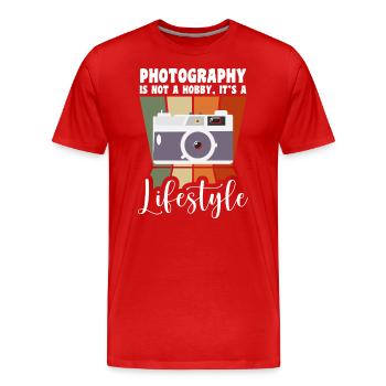 Fotograf Fotografieren Digitalkamera - Männer Premium Bio T-Shirt - Rot - Vorne - Damien (186cm)